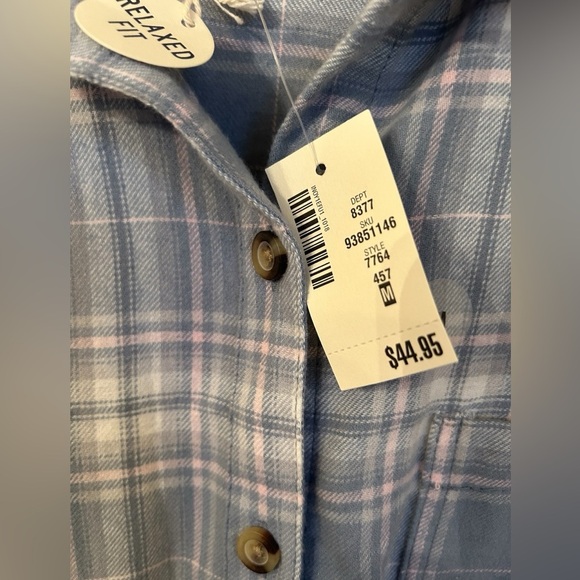 Aeropostale Super Soft Blue Plaid Flannel Short Size M New With Tags - Picture 5 of 14
